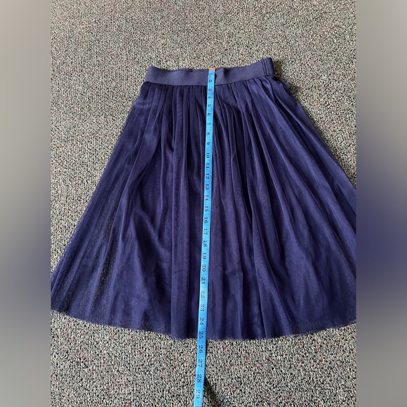 Navy Blue Modest Layered Pleated Highwaist Mesh Tutu Midi Knee-Length Skirt XS-S - Picture 16 of 16